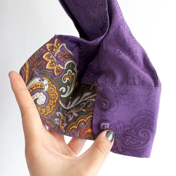 VINTAGE Vizoni Uomo Men's Purple Jacquard Button Down Shirt Size S - Picture 9 of 15